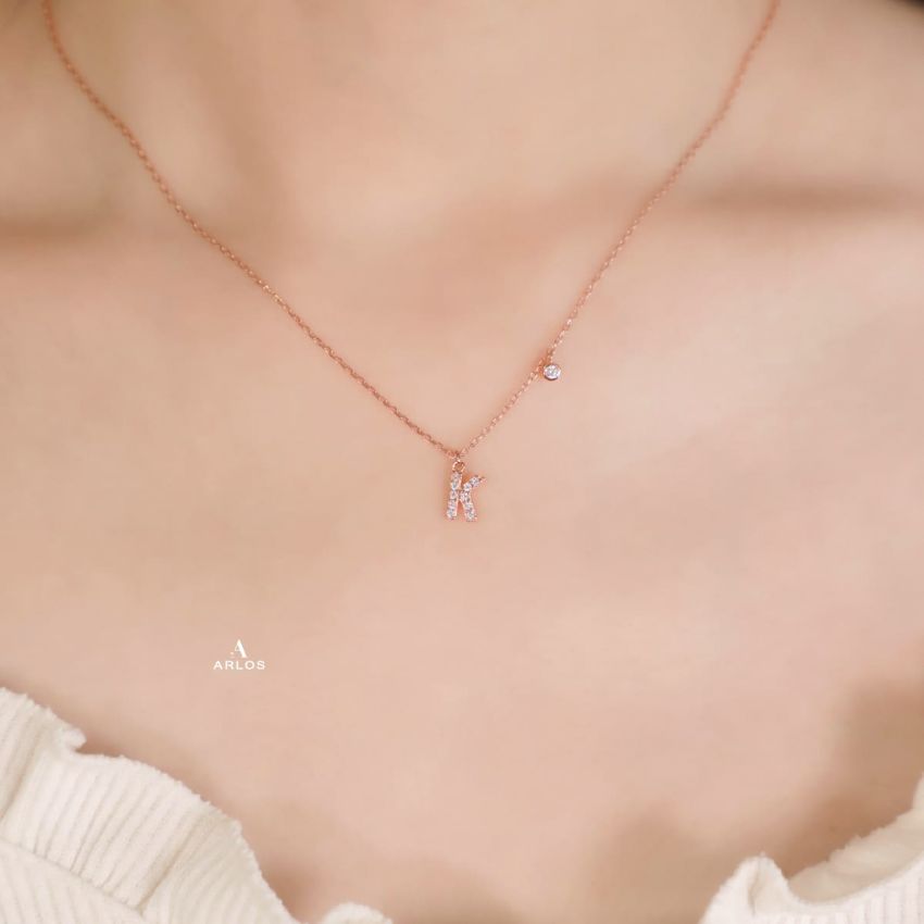 Trésor 字母 [ K ] 頸鏈 (玫瑰金)