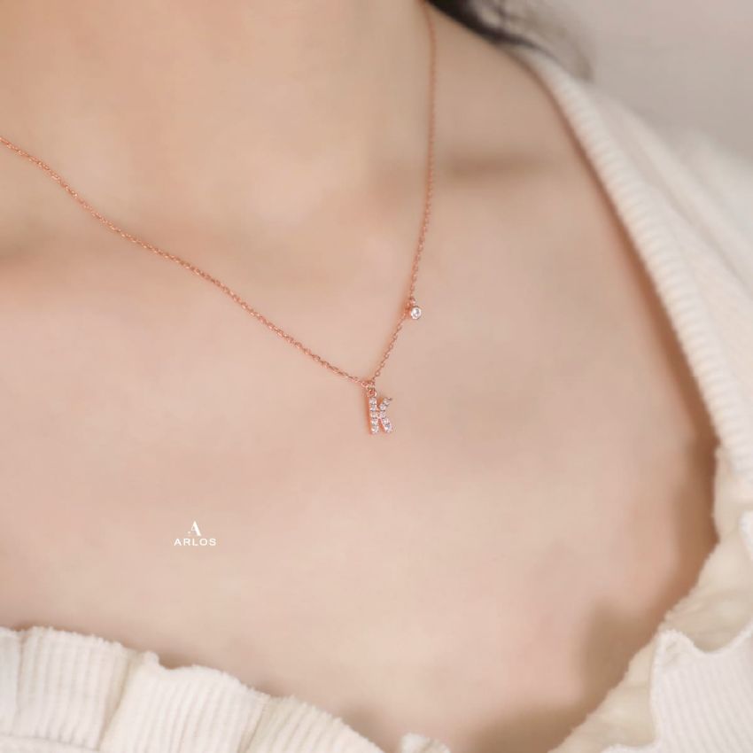 Trésor 字母 [ K ] 頸鏈 (玫瑰金)