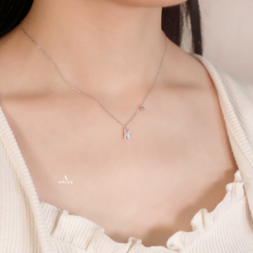 Trésor 字母 [ K ] 頸鏈 (白金色)