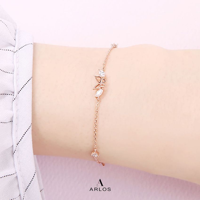 L'amour 優雅蝴蝶手鏈 (白金色)