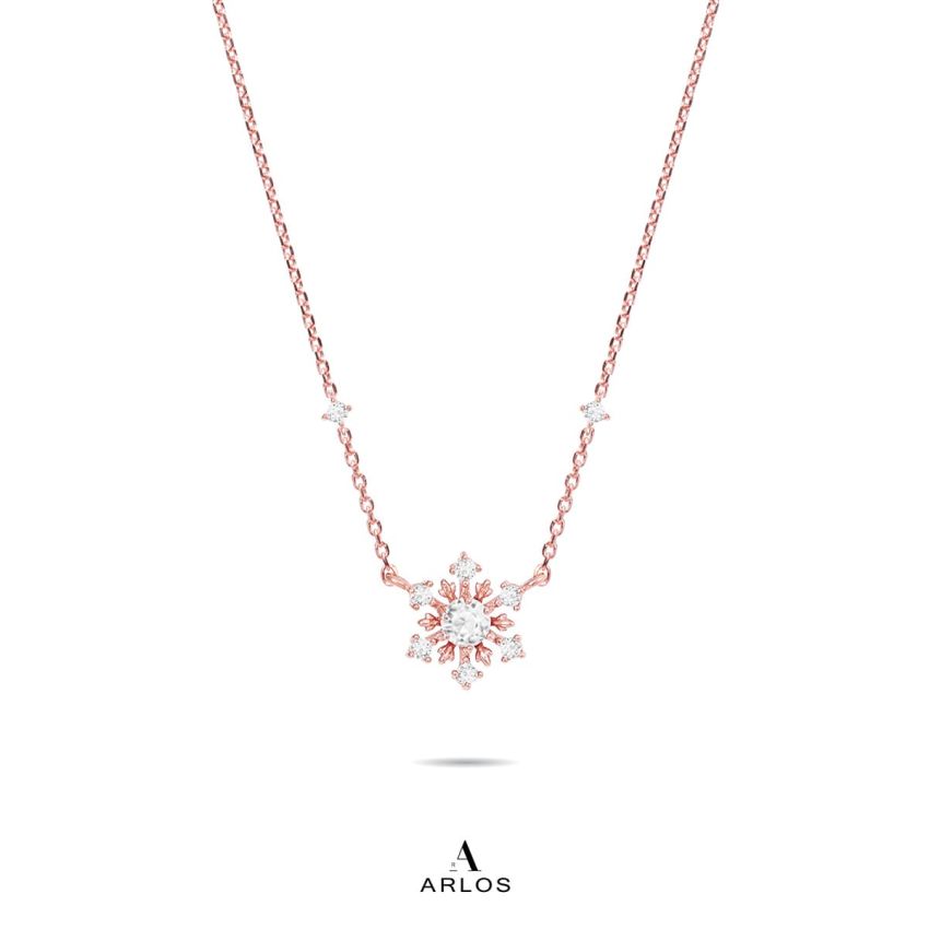 L'amour 閃爍雪花頸鏈 (玫瑰金)