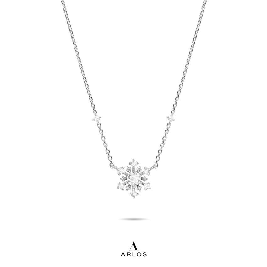 L'amour 閃爍雪花頸鏈 (白金色)