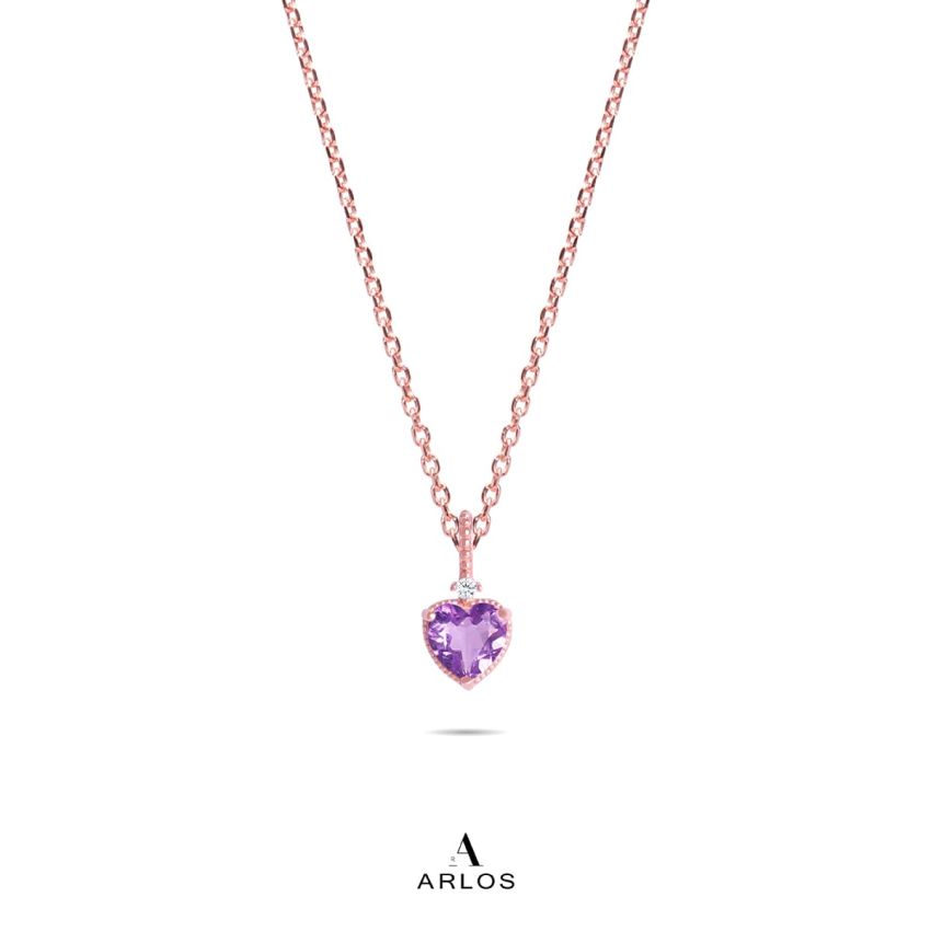 La Joie 紫水晶心型頸鏈 (玫瑰金)