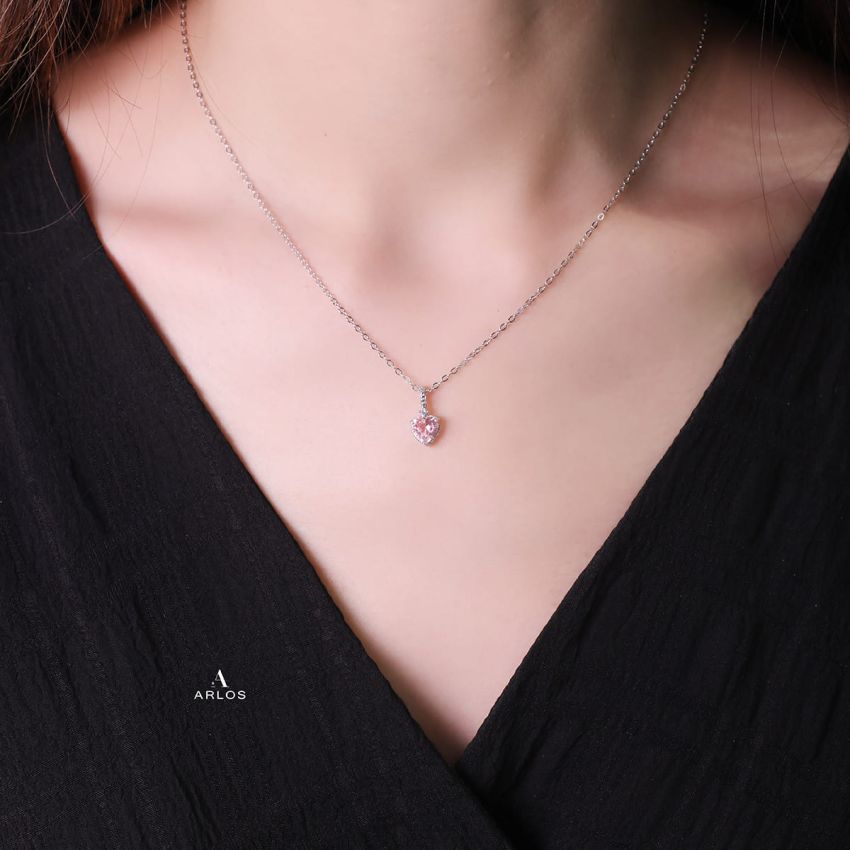 La Joie 摩根石心型頸鏈 (白金色)