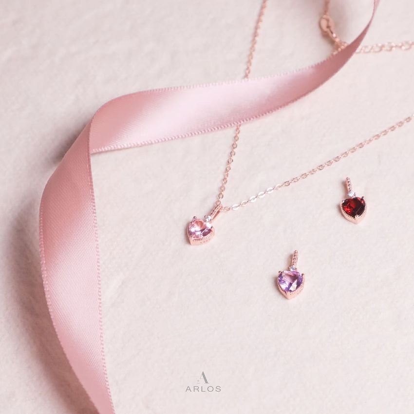 La Joie 紫水晶心型頸鏈 (玫瑰金)