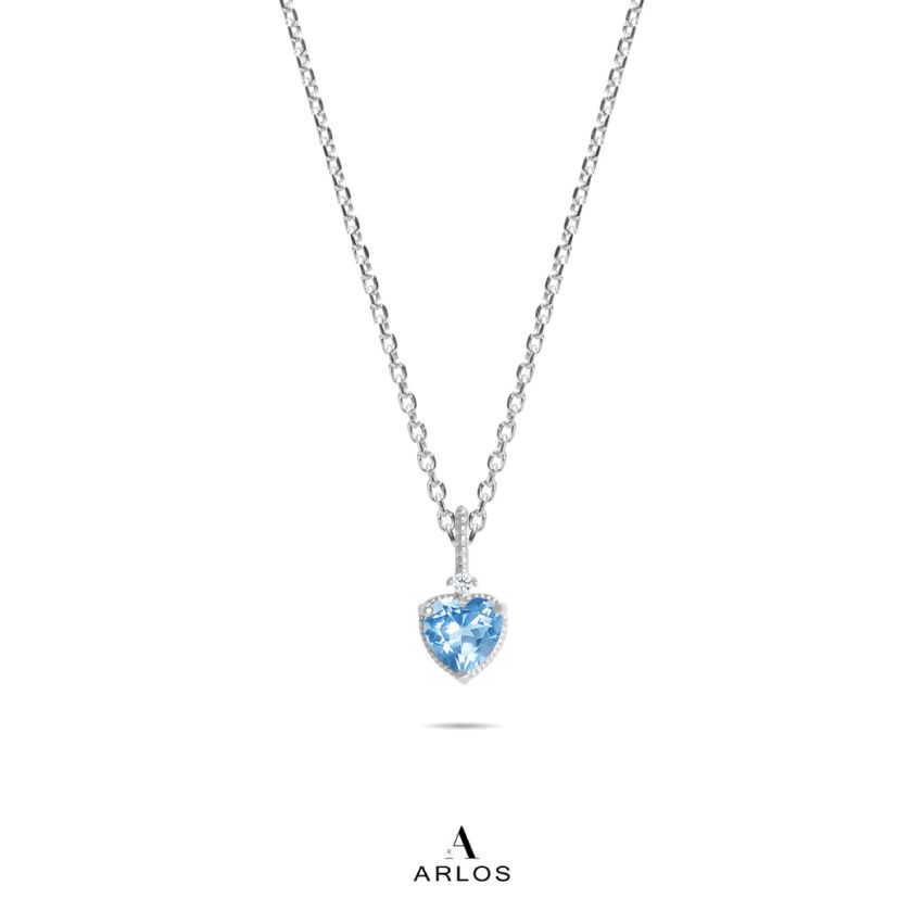 La Joie 托帕石心型頸鏈 (白金色)