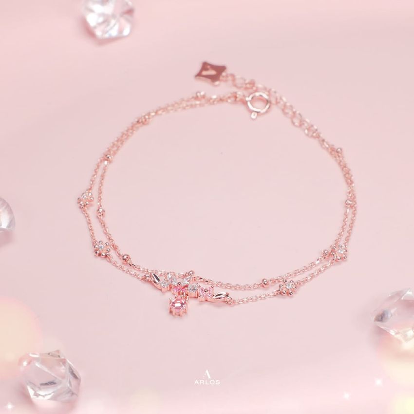 L'amour 蝴蝶花園手鏈 (玫瑰金)