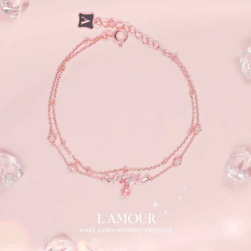 L'amour 蝴蝶花園手鏈 (玫瑰金)