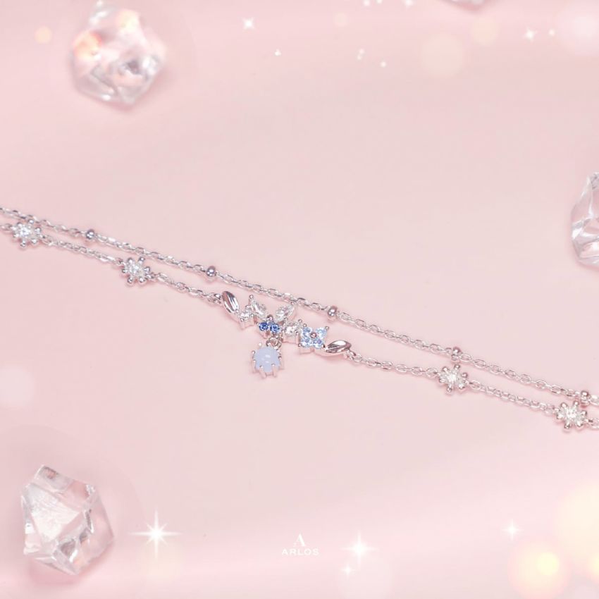 L'amour 蝴蝶花園手鏈 (白金色)