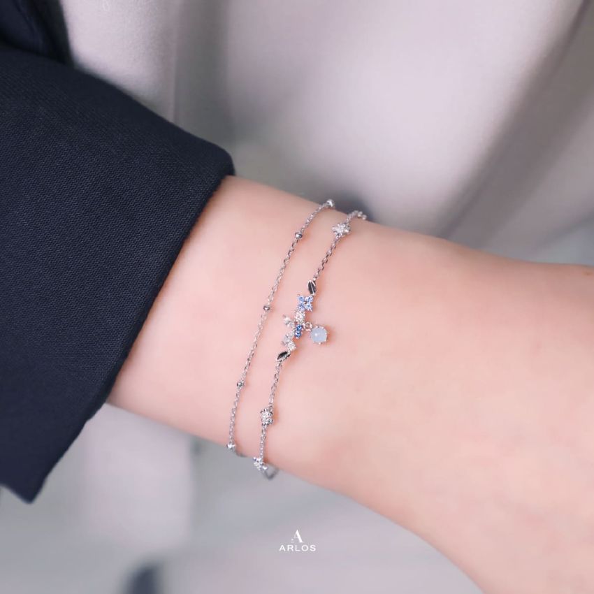 L'amour 蝴蝶花園手鏈 (白金色)