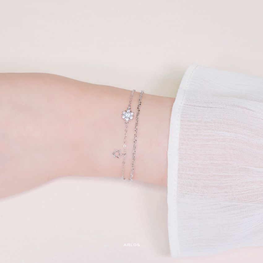 L'amour 冬日浪漫雪花手鏈 (白金色)