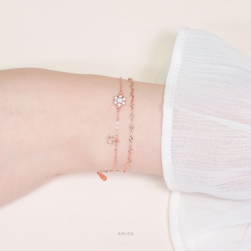 L'amour 冬日浪漫雪花手鏈 (玫瑰金)