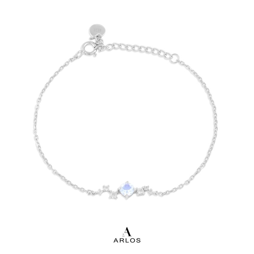 L'amour 繁星藍月亮石手鏈 (白金色)