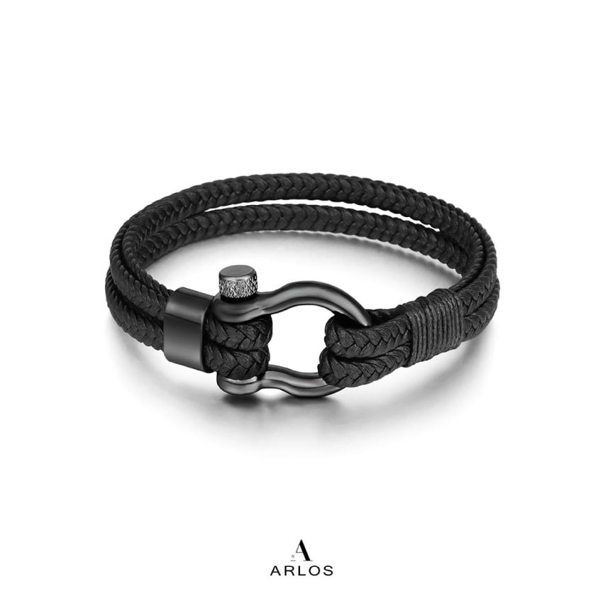 Noe 黑色編織手繩 (銀黑色)