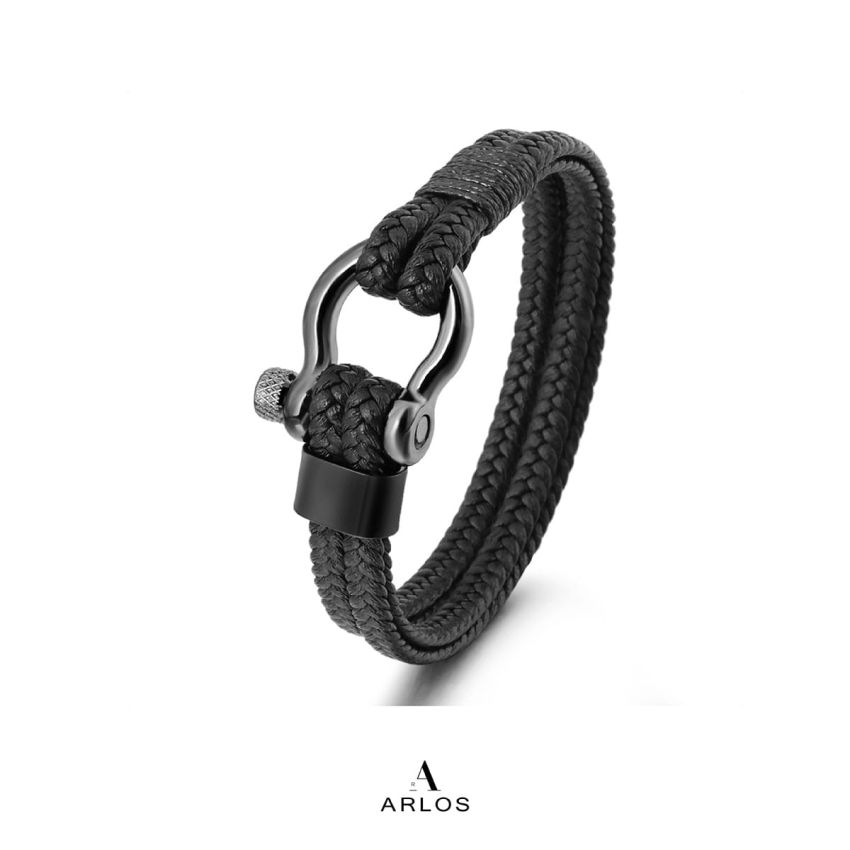 Noe 黑色編織手繩 (銀黑色)