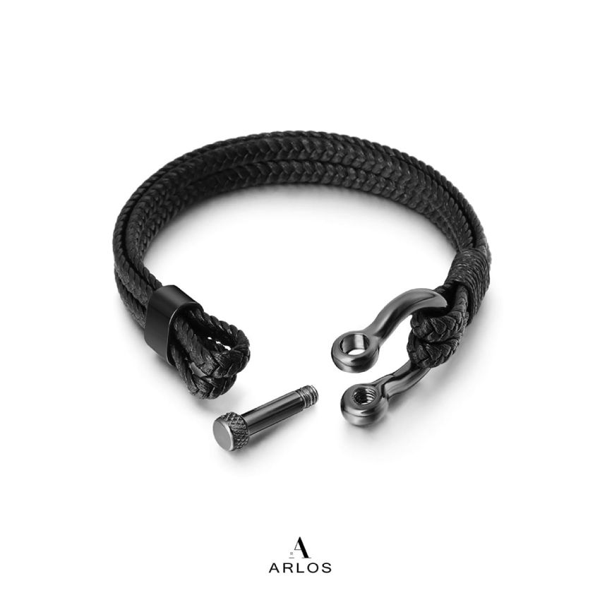 Noe 黑色編織手繩 (銀黑色)