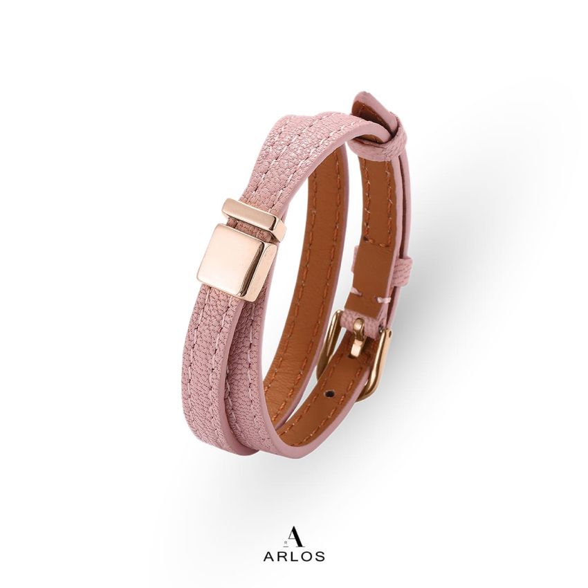 Noe 粉红色編織皮繩 (玫瑰金扣)