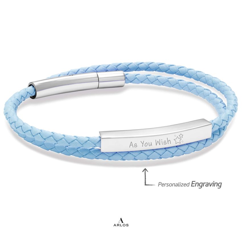 Le Tien 雙層皮革手環 (天藍色)