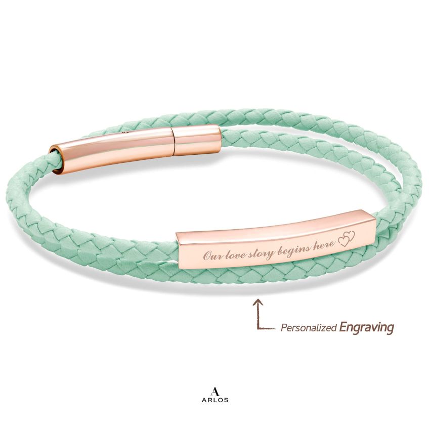 Le Tien 雙層皮革手環 (淺綠色)