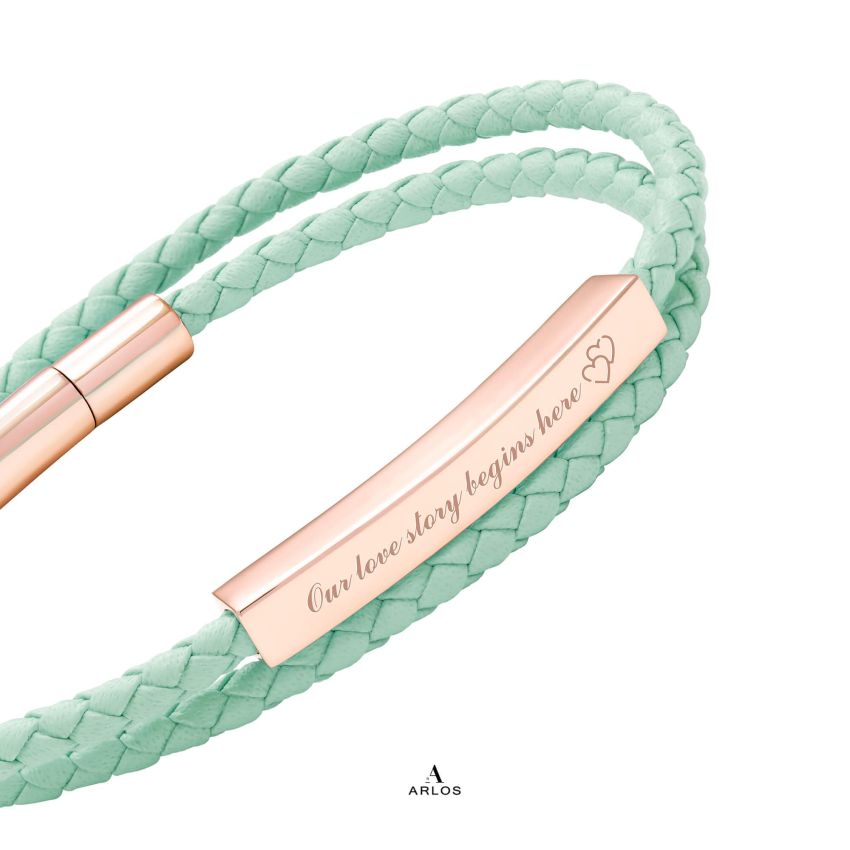 Le Tien 雙層皮革手環 (淺綠色)