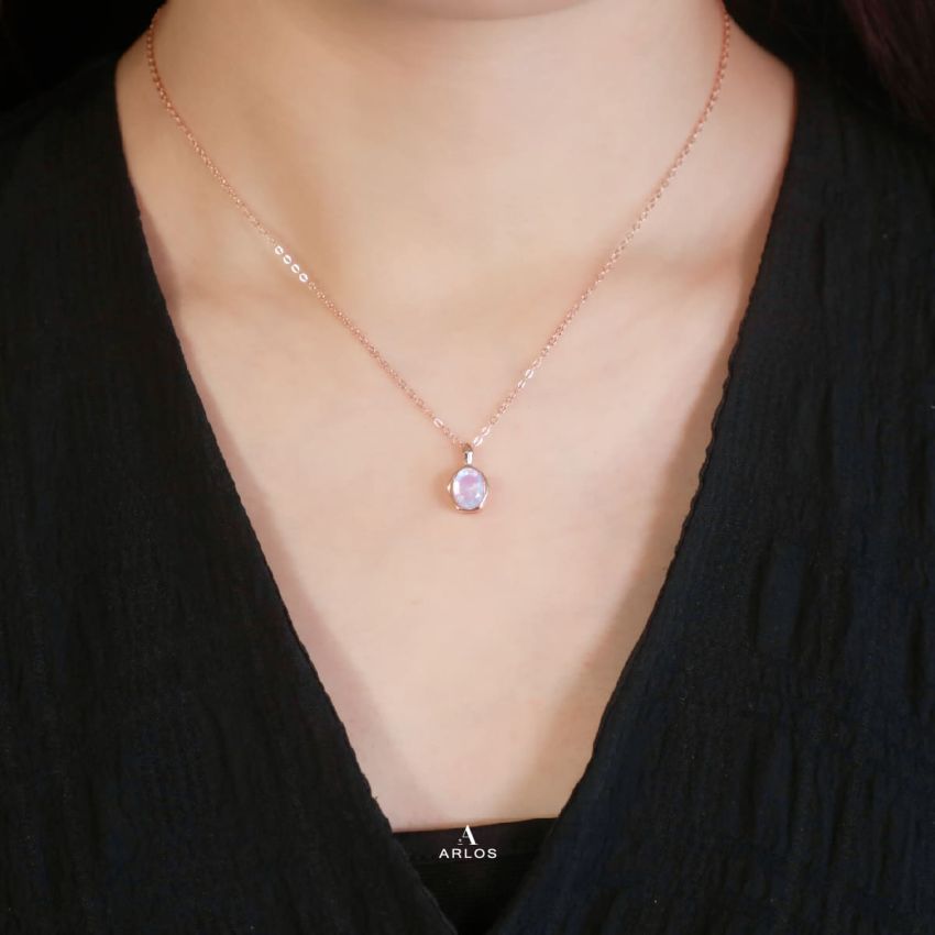 La Joie 藍月亮石閃耀頸鏈 (玫瑰金)