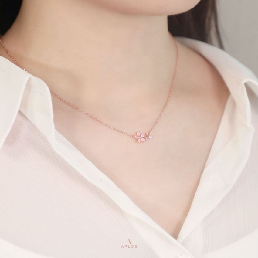 L'amour 粉紅櫻花頸鏈