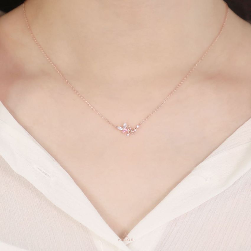 L'amour 優雅蝴蝶頸鏈 (玫瑰金)