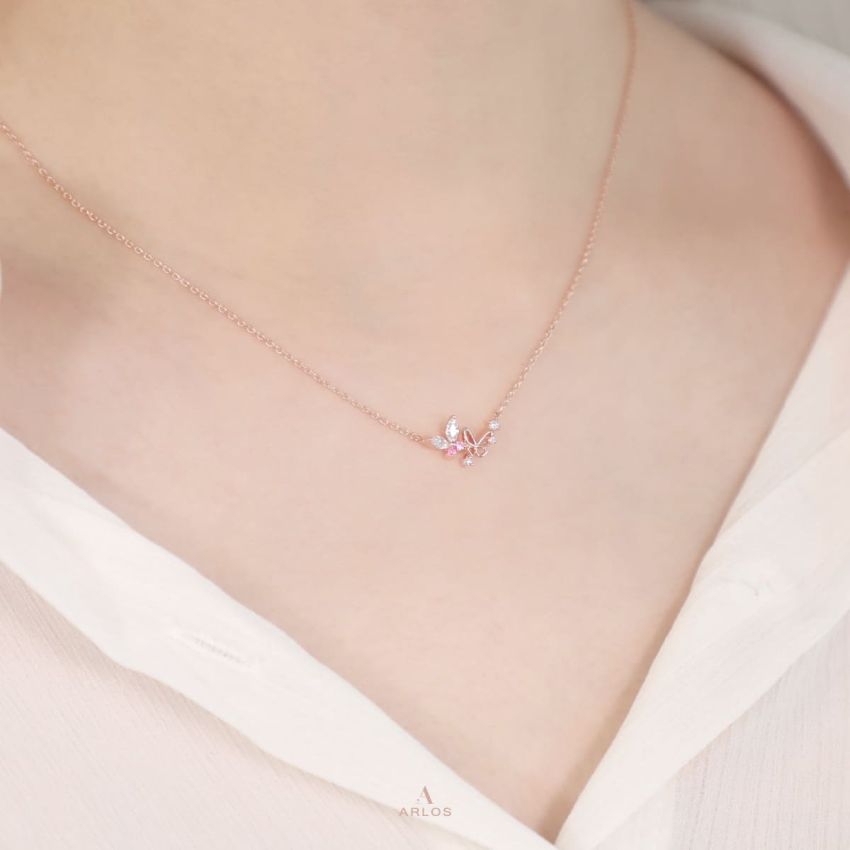 L'amour 優雅蝴蝶頸鏈 (玫瑰金)