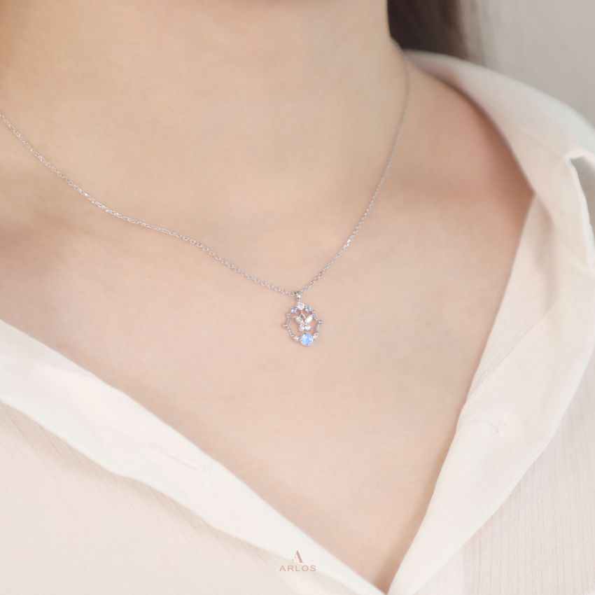 L'amour 氣質皇室蝴蝶頸鏈 (白金色)