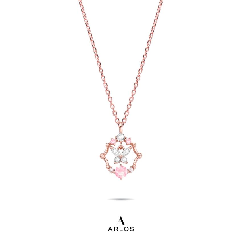 L'amour 氣質皇室蝴蝶頸鏈 (玫瑰金)