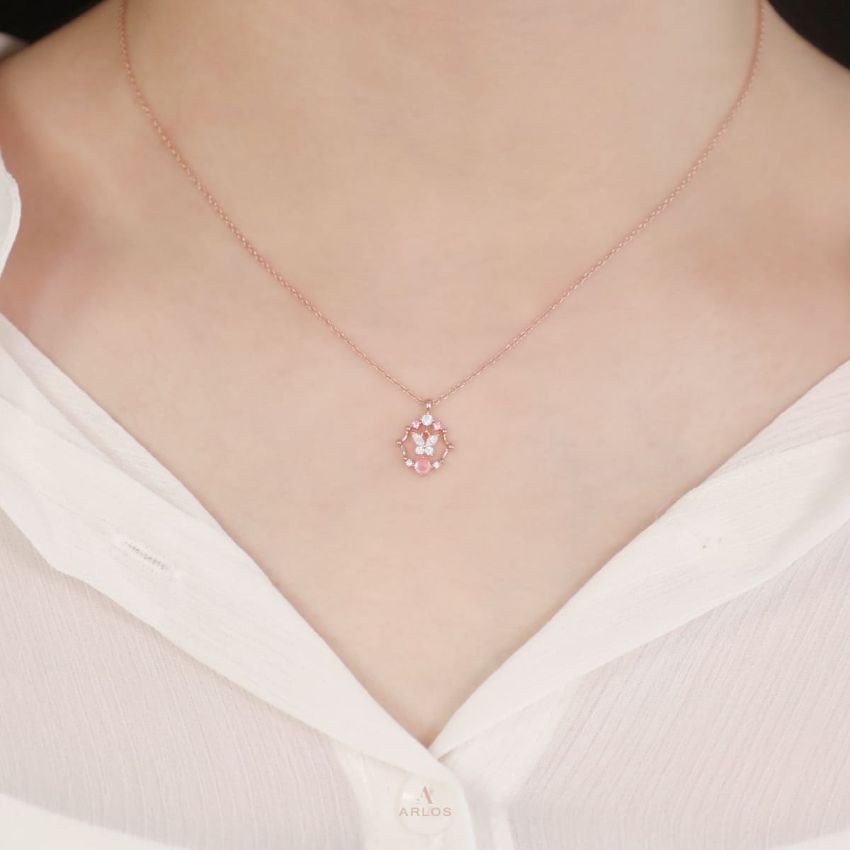 L'amour 氣質皇室蝴蝶頸鏈 (玫瑰金)