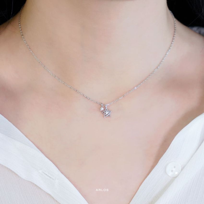 L'amour 浪漫許願星頸鏈 (白金色)