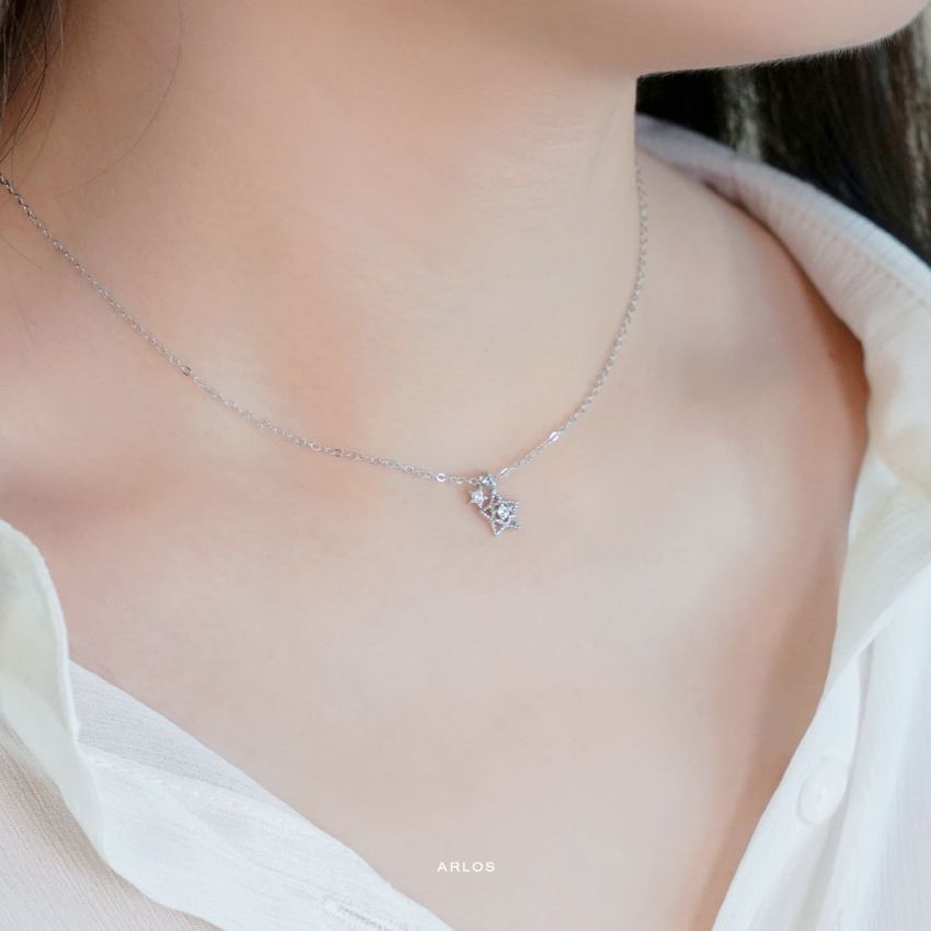 L'amour 浪漫許願星頸鏈 (白金色)