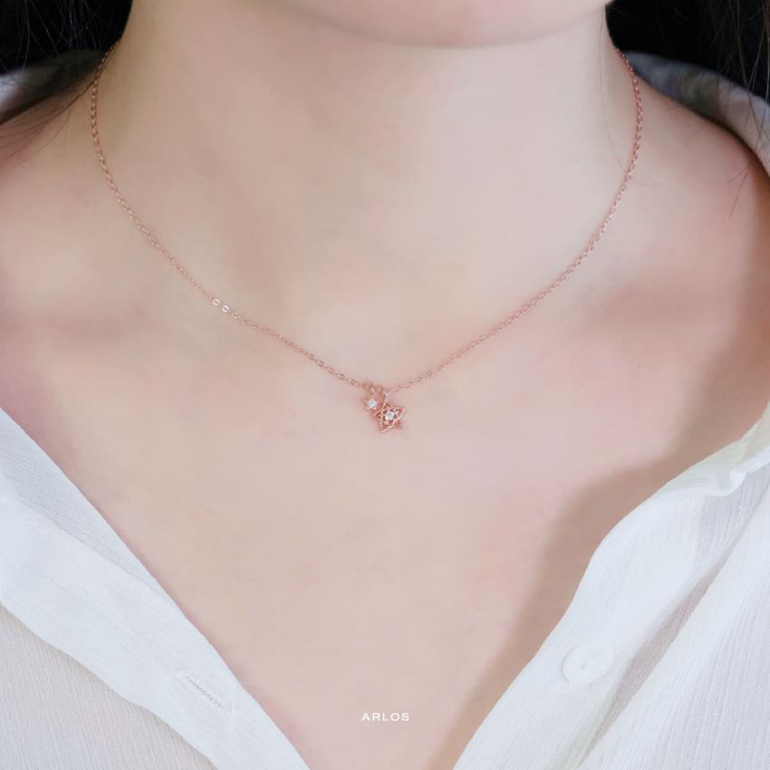 L'amour 浪漫許願星頸鏈 (玫瑰金)