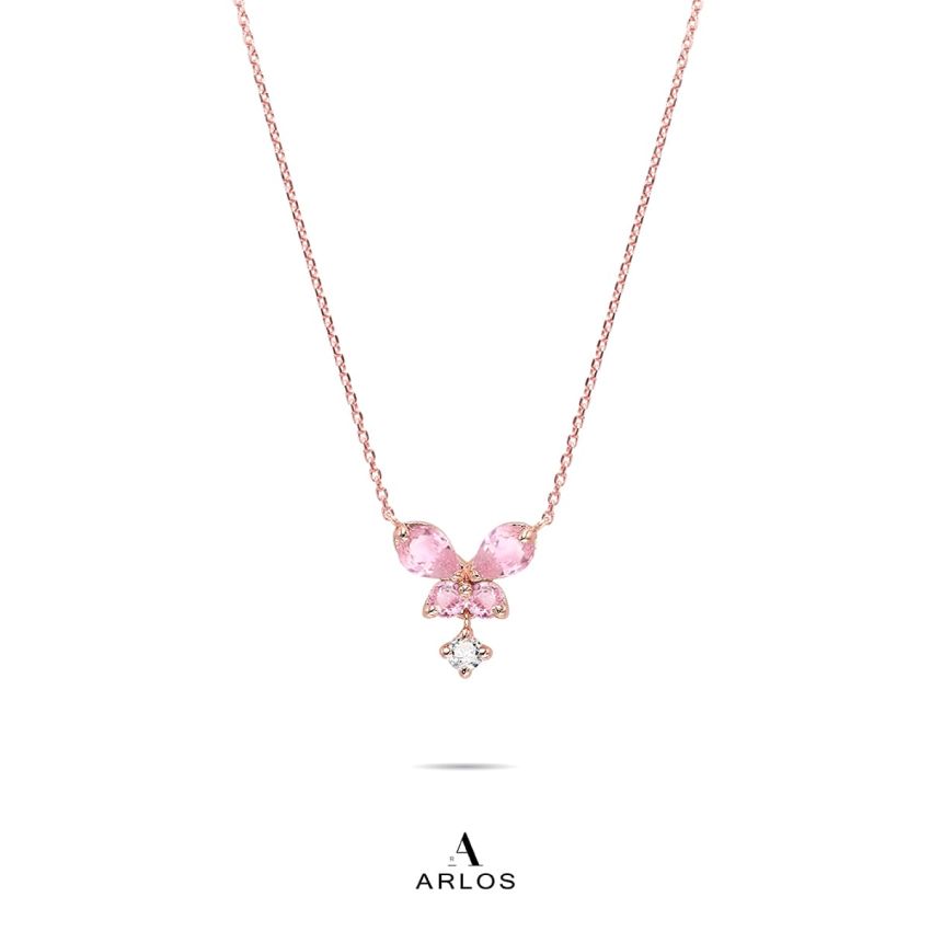 L'amour 氣質蝴蝶頸鏈 (玫瑰金)
