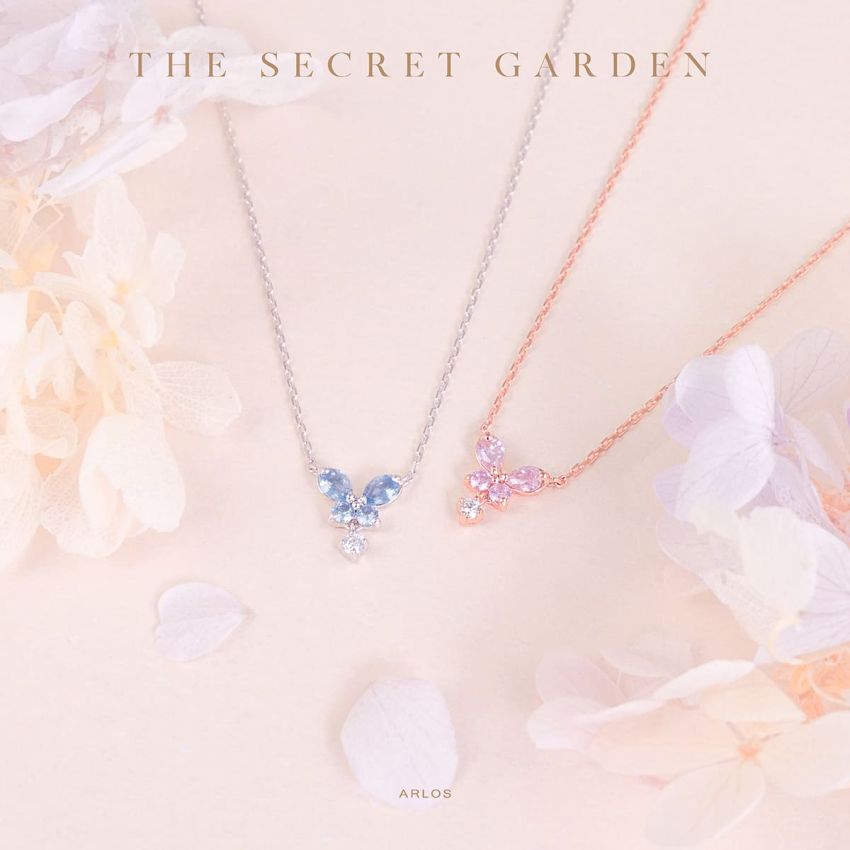 L'amour 氣質蝴蝶頸鏈 (白金色)