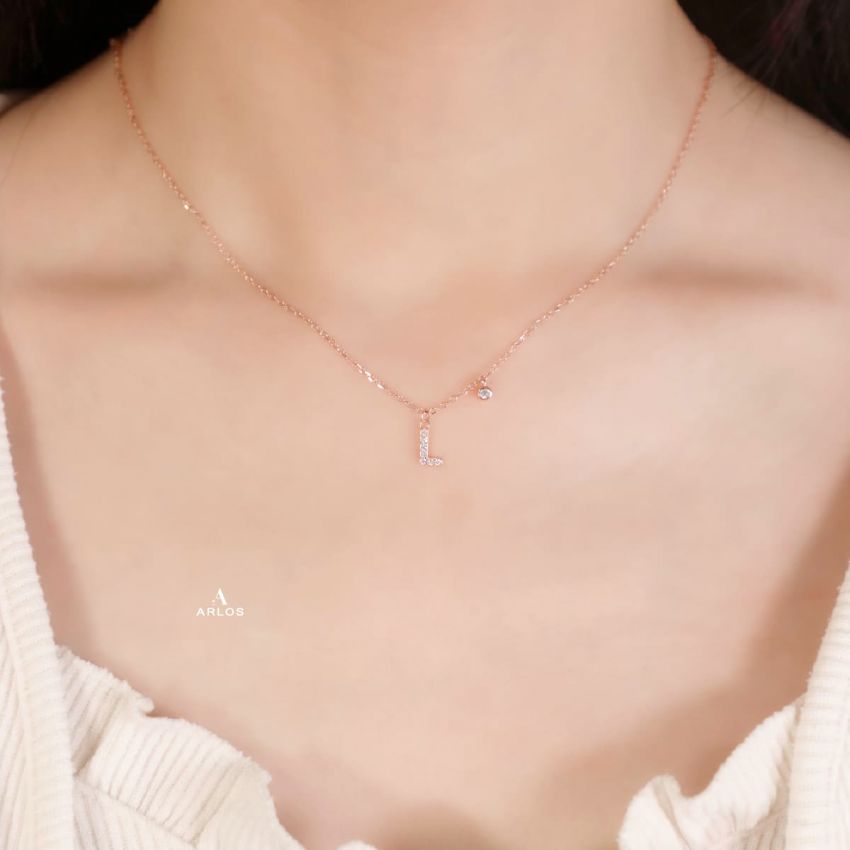 Trésor 字母 [ L ] 頸鏈 (玫瑰金)