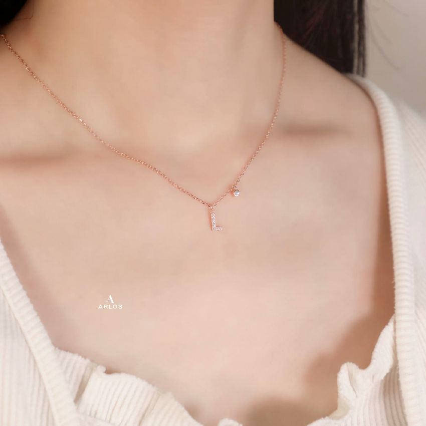 Trésor 字母 [ L ] 頸鏈 (玫瑰金)