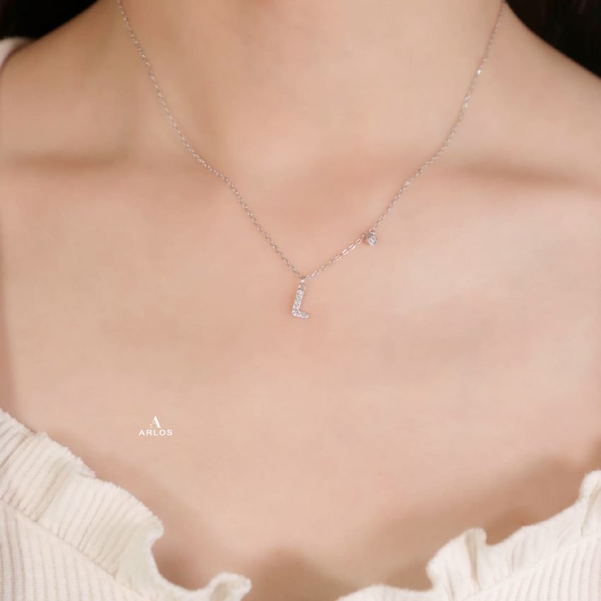 Trésor 字母 [ L ] 頸鏈 (白金色)