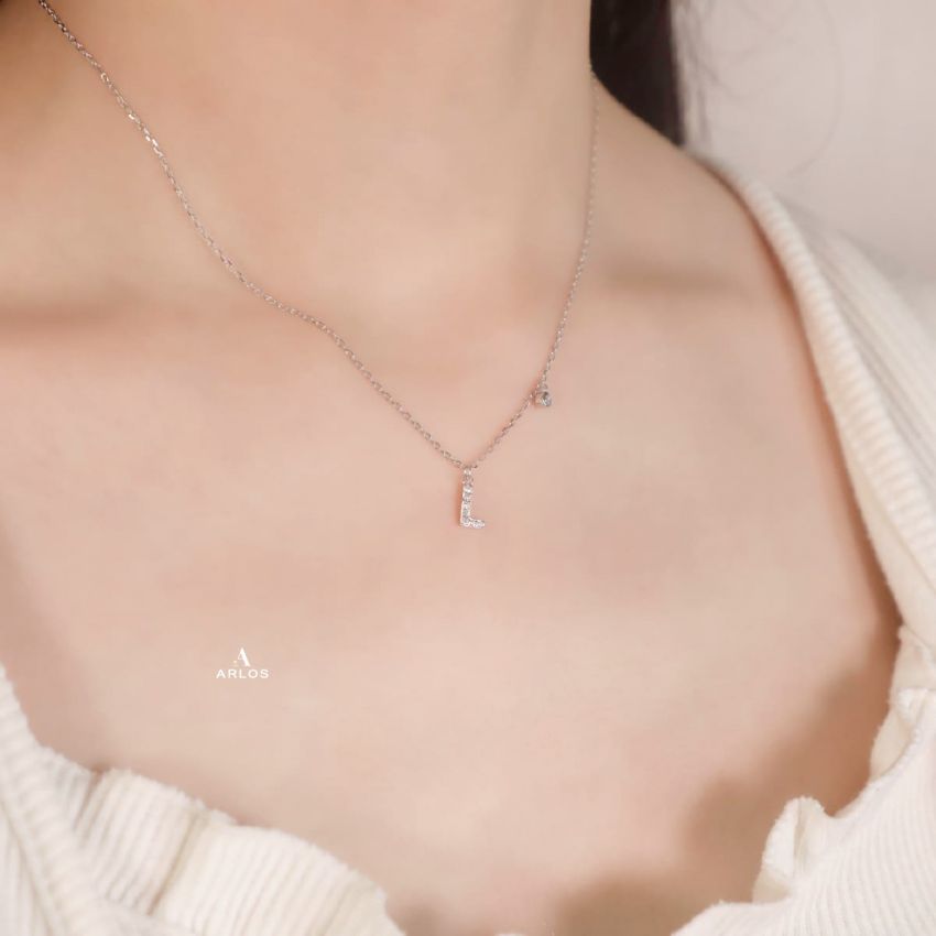 Trésor 字母 [ L ] 頸鏈 (白金色)