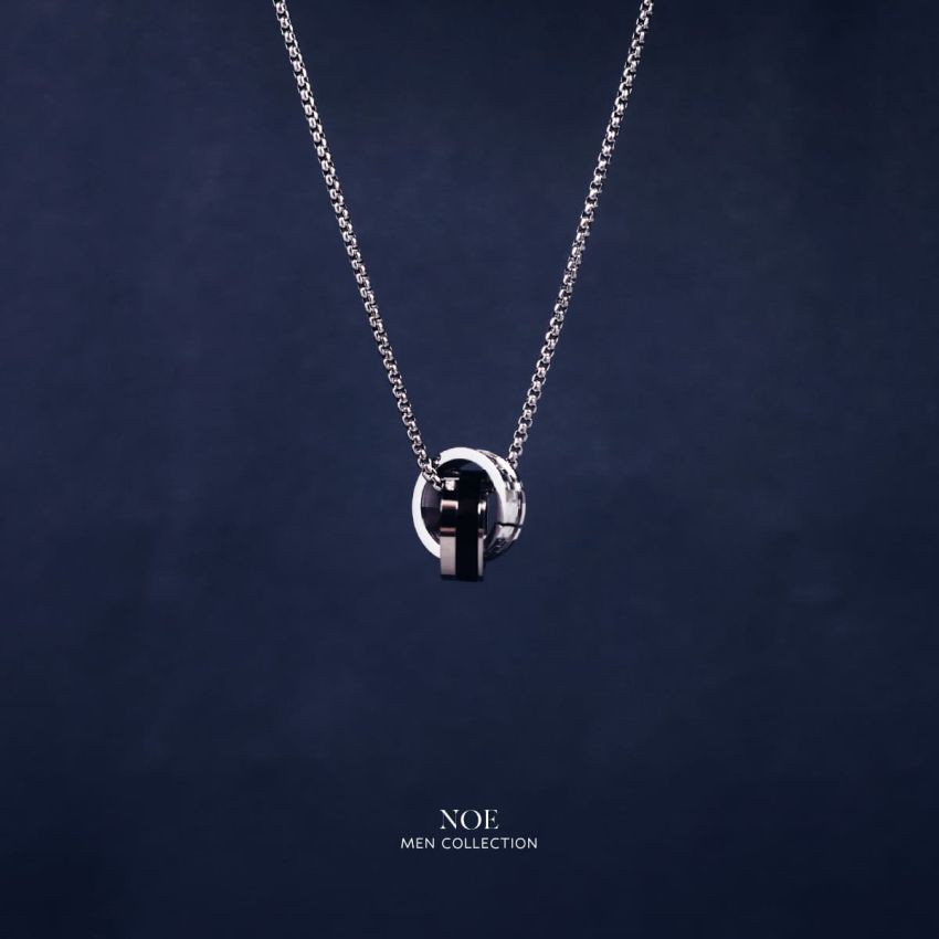 Noe 個性銀黑雙環頸鏈