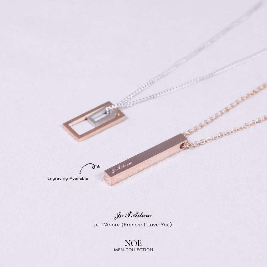 Noe 雙層幾何長方頸鏈 (玫瑰金)