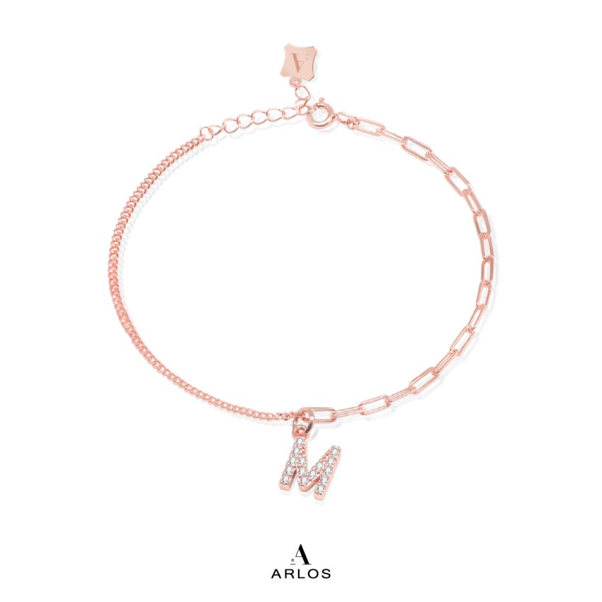 Trésor 字母 [ M ] 手鏈 (玫瑰金)