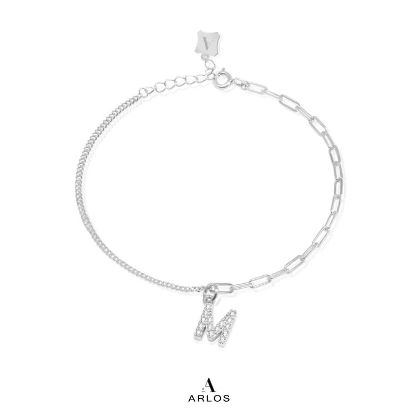 Trésor 字母 [ M ] 手鏈 (白金色)