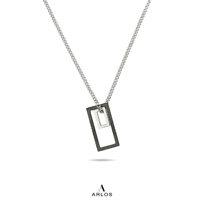 Noe 雙層幾何長方頸鏈 (鋼琴黑)