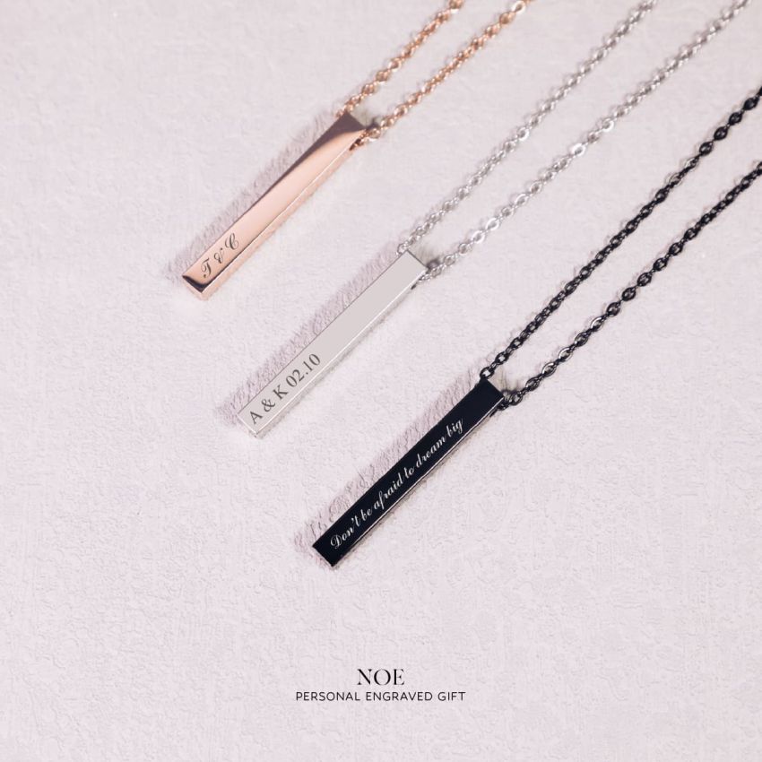 Noe 個性柱形頸鏈 (白金色)