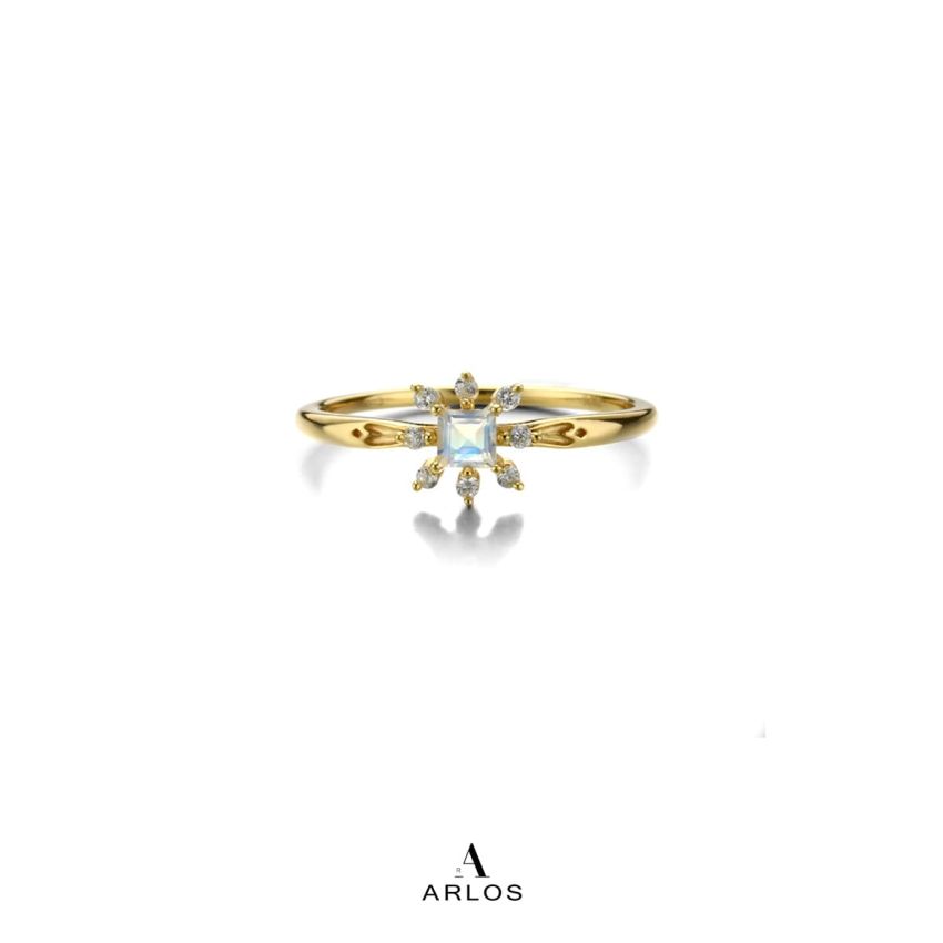 六芒星月亮石戒指