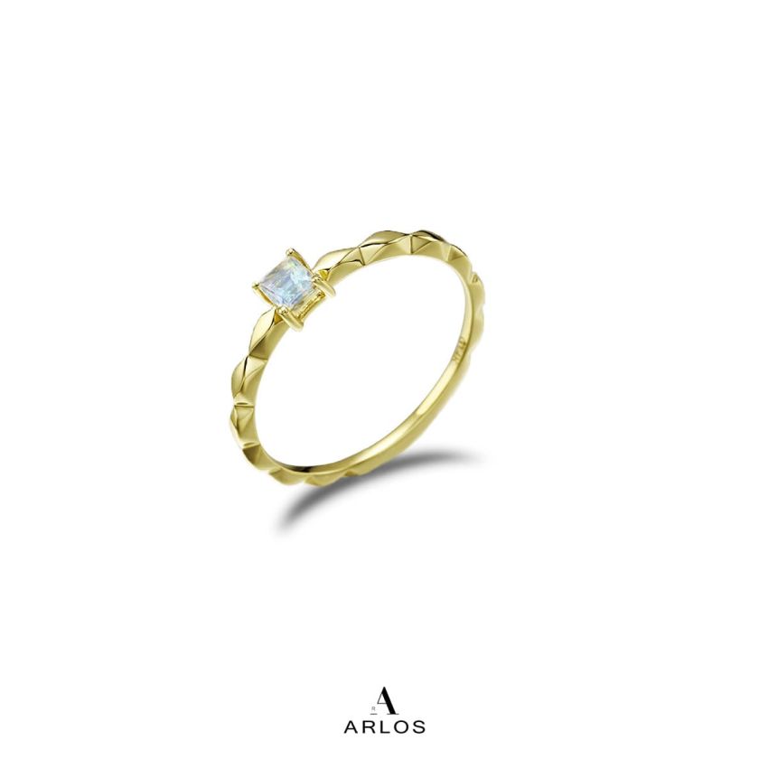 彩虹月亮石14K金戒指