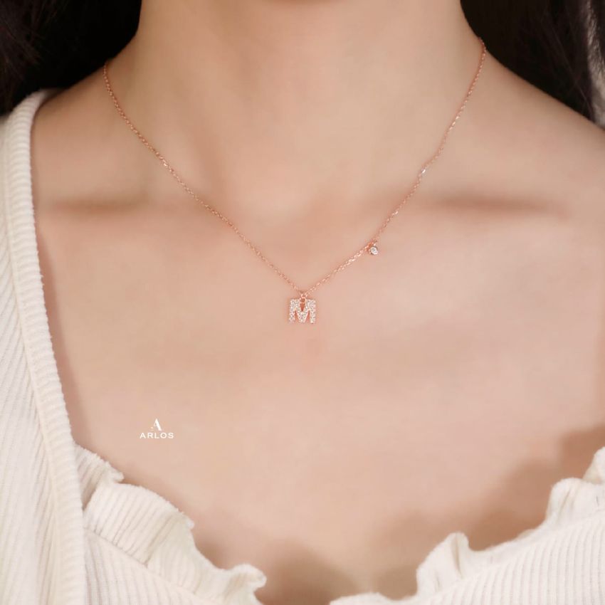 Trésor 字母 [ M ] 頸鏈 (玫瑰金)