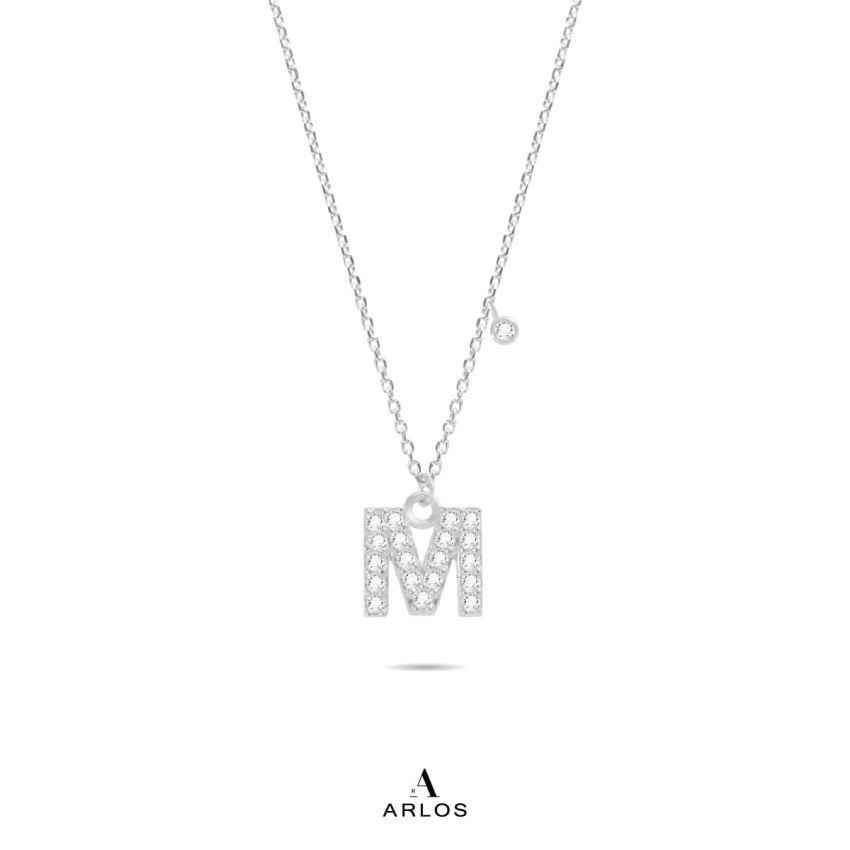 Trésor 字母 [ M ] 頸鏈 (白金色)